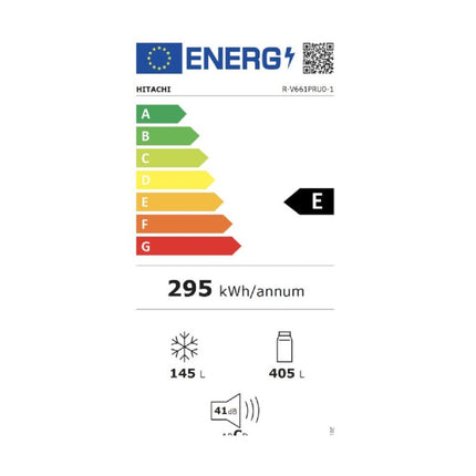 HITACHI Δίπορτο Ψυγείο 550L No Frost, Eco Thermo Sensor, Αντιβακτηριδιακό Φίλτρο R-V661PRU0-1BSL