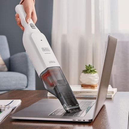 Black & Decker Επαναφορτιζόμενο Σκουπάκι Χειρός 12V με Χωρητικότητα Κάδου 385 ml, Ισχυρή Αναρρόφηση, Αναδιπλούμενα & Ενσωματωμένα Εργαλεία HLVC315B11-QW