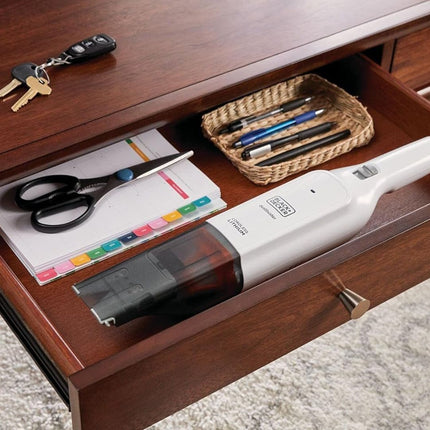 Black & Decker Επαναφορτιζόμενο Σκουπάκι Χειρός 12V με Χωρητικότητα Κάδου 385 ml, Ισχυρή Αναρρόφηση, Αναδιπλούμενα & Ενσωματωμένα Εργαλεία HLVC315B11-QW