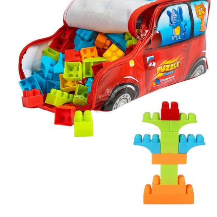 Σετ Puzzle Blocks Εκπαιδευτικό με Σακίδιο Αυτοκινητάκι για Δημιουργικά Μυαλά