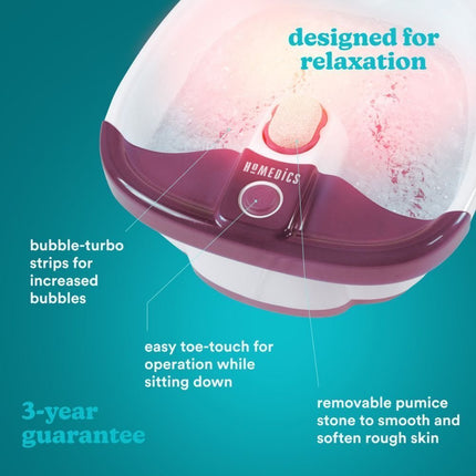 Homedics Bubble Mate Foot Spa Συσκευή για Ποδόλουτρο με Μασάζ, Πέτρα Αφαίρεσης Κάλων & Προστατευτικό Αντιεκτόξευσης Νερού FB-55PB
