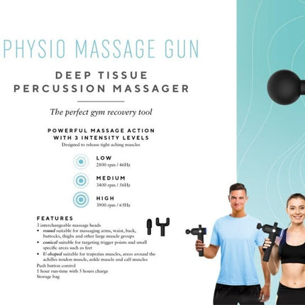 HoMedics Συσκευή Μασάζ Physio για Βαθύ Μυοχαλαρωτικό Μασάζ με Εναλλάξιμες Κεφαλές & Ασύρματη Λειτουργία