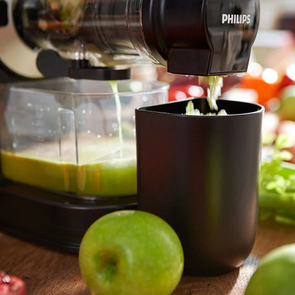 PHILIPS Viva Collection Αποχυμωτής Αργής Σύνθλιψης 150W με XL Σωλήνα Τροφοδοσίας, QuickClean & Λειτουργία Διακοπής Σταξίματος Μαύρο HR1889/70