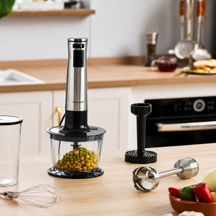 Morphy Richards Σετ Ραβδομπλέντερ 1000W με Κόφτη, Αναδευτήρα και Ρυθμιζόμενη Ταχύτητα HB64114S
