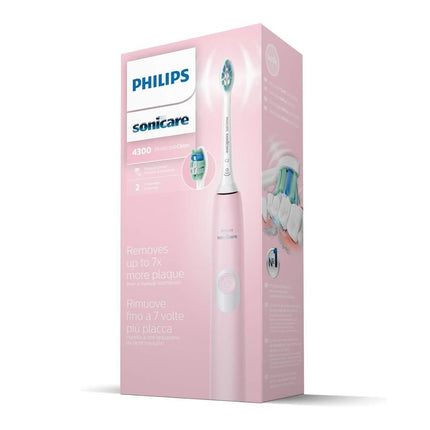 PHILIPS Sonicare ProtectiveClean 4300 Επαναφορτιζόμενη Ηλεκτρική Οδοντόβουρτσα με Sonic Τεχνολογία, Safestart Προγραμμα, Αισθητήρα Πίεσης & Διπλό Επίπεδο Έντασης Ροζ HX6806/04