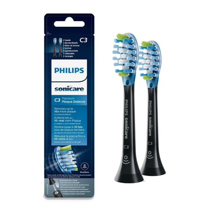 PHILIPS Sonicare C3 Premium Plaque Defence Κεφαλές Οδοντόβουρτσας 2 Τεμάχια για Βαθύ Καθαρισμό & Αποτελεσματική Αφαίρεση Πλάκας Μαύρο HX9042/33