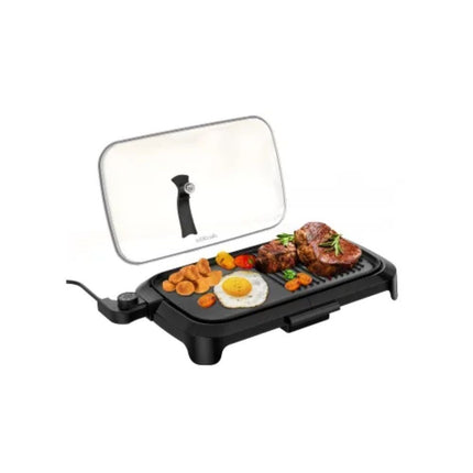 Decakila Ηλεκτρική Αντικολλητική Ψησταριά 1600W με Γυάλινο Καπάκι & Ρυθμιζόμενο Θερμοστάτη, Μαύρο KEEC002B