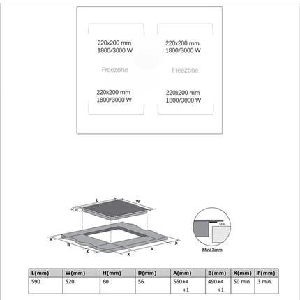 Midea FlexiZone Επαγωγική Εστία 60cm με Bridge Function, Boost & Touch Slider, MCIF-7222