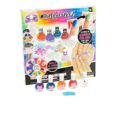 Influencer Rainbow Manicure Πολύχρωμο Σετ Διακόσμησης Νυχιών με Βερνίκια που Αλλάζουν Χρώμα & Glitter για Λαμπερές Εμφανίσεις