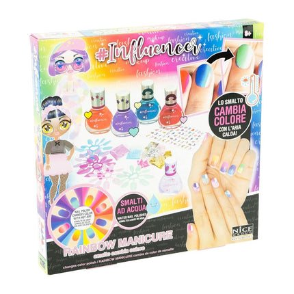 Influencer Rainbow Manicure Πολύχρωμο Σετ Διακόσμησης Νυχιών με Βερνίκια που Αλλάζουν Χρώμα & Glitter για Λαμπερές Εμφανίσεις