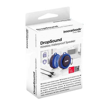 InnovaGoods DropSound Φορητό Αδιάβροχο Ηχείο Bluetooth με Handsfree, Βεντούζα και Καραμπίνερ V0101205
