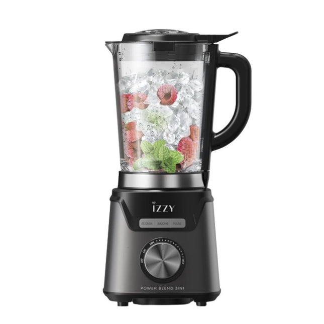 IZZY 3σε1 Μπλέντερ 1200W για Smoothies με Γυάλινη Κανάτα 1.5L & Επαγγελματικό Μοτέρ ΙΖ-6501