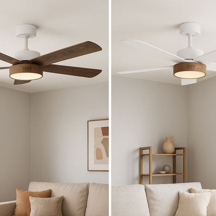 Izzy IZ-9032 Ανεμιστήρας Οροφής 132cm με DC Μοτέρ, LED Φωτισμό, Τηλεχειριστήριο & Διπλής Όψης Πτέρυγα Λευκό/Καφέ