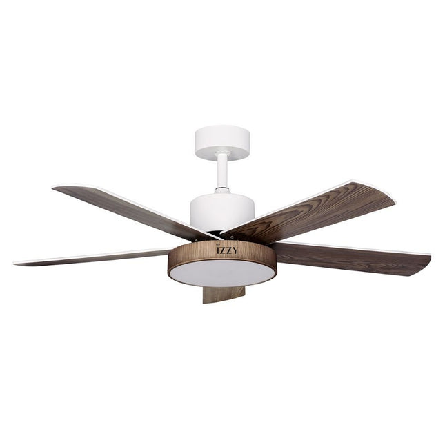 Izzy IZ-9032 Ανεμιστήρας Οροφής 132cm με DC Μοτέρ, LED Φωτισμό, Τηλεχειριστήριο & Διπλής Όψης Πτέρυγα Λευκό/Καφέ