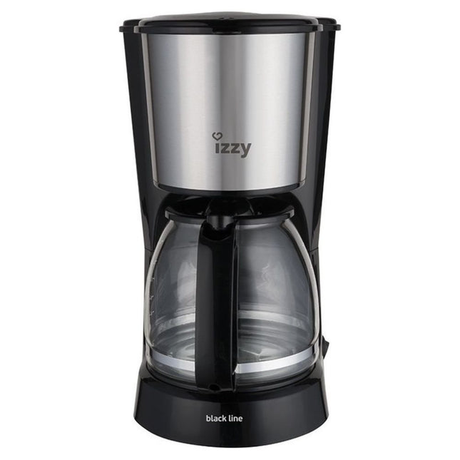 IZZY Black Line Καφετιέρα Φίλτρου 1000W με Γυάλινη Κανάτα 1.5L Ασημί