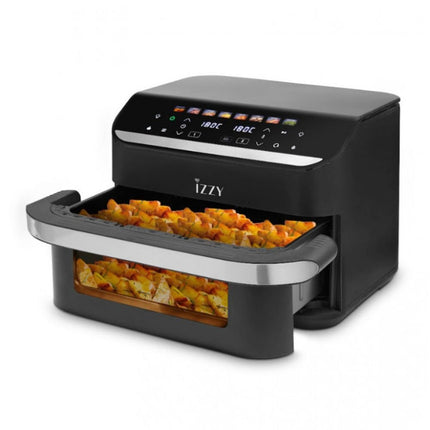 IZZY Digital Φριτέζα Αέρος Dual XXXL 11Lt με Διπλό Αποσπώμενο Κάδο & ΔΩΡΟ 30 Αντικολλητικά Χαρτιά Ψησίματος