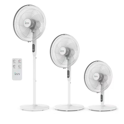 IZZY Ανεμιστήρας 3σε1 70W 40cm με 3 Επίπεδα Ύψους, Χρονοδιακόπτη, Λειτουργία Περιστροφής και Τηλεχειριστήριο IZ-9007 Λευκό