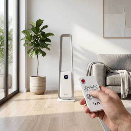 IZZY Ανεμιστήρας Πύργος Χωρίς Φτερά 80W 90cm με 3 Λειτουργίες, Χρονοδιακόπτη και Τηλεχειριστήριο IZ-9087 Λευκό