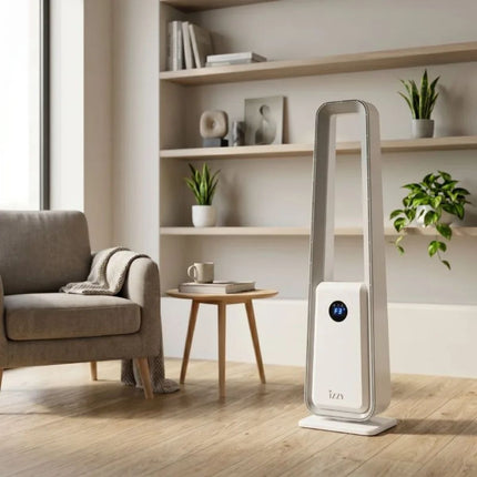 IZZY Ανεμιστήρας Πύργος Χωρίς Φτερά 80W 90cm με 3 Λειτουργίες, Χρονοδιακόπτη και Τηλεχειριστήριο IZ-9087 Λευκό