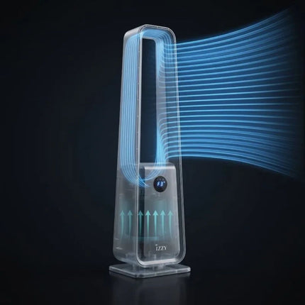 IZZY Ανεμιστήρας Πύργος Χωρίς Φτερά 80W 90cm με 3 Λειτουργίες, Χρονοδιακόπτη και Τηλεχειριστήριο IZ-9087 Λευκό