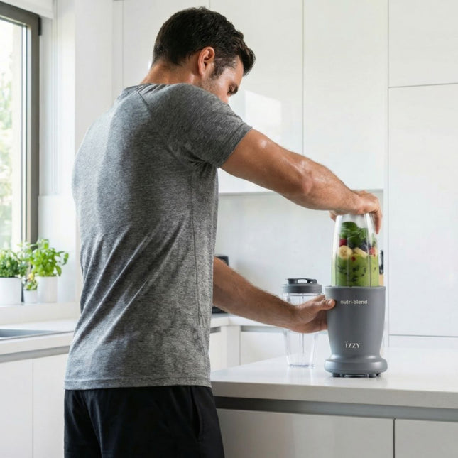 IZZY Nutriblend Μπλέντερ Smoothie 600W με 2 Δοχεία & Ανοξείδωτες Λεπίδες IZ-6503 Γκρι