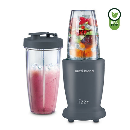 IZZY Nutriblend Μπλέντερ Smoothie 600W με 2 Δοχεία & Ανοξείδωτες Λεπίδες IZ-6503 Γκρι