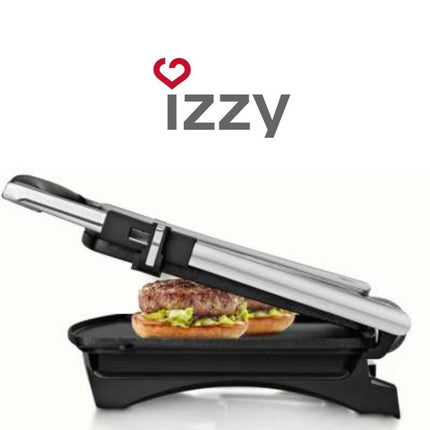 IZZY Panini Flat Τοστιέρα Inox 2000W με Λείες Αντικολλητικές Πλάκες