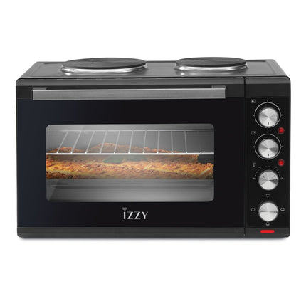 IZZY Μίνι Φούρνος 48L 3200W με 2 Εστίες, 3 Λειτουργίες Ψησίματος & Διπλό Τζάμι Ασφαλείας IZ-8015 Μαύρο