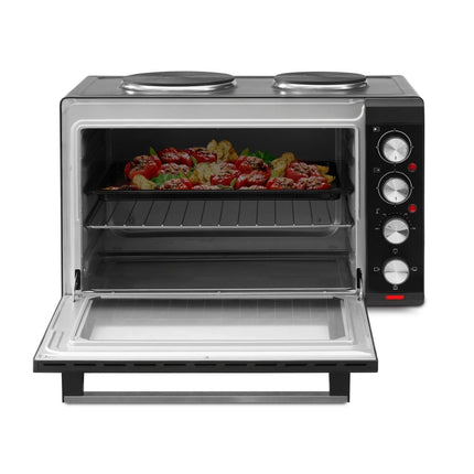 IZZY Μίνι Φούρνος 48L 3200W με 2 Εστίες, 3 Λειτουργίες Ψησίματος & Διπλό Τζάμι Ασφαλείας IZ-8015 Μαύρο