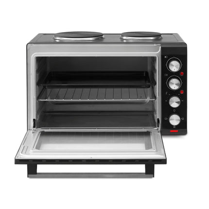 IZZY Μίνι Φούρνος 48L 3200W με 2 Εστίες, 3 Λειτουργίες Ψησίματος & Διπλό Τζάμι Ασφαλείας IZ-8015 Μαύρο
