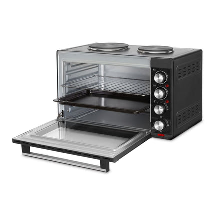 IZZY Μίνι Φούρνος 48L 3200W με 2 Εστίες, 3 Λειτουργίες Ψησίματος & Διπλό Τζάμι Ασφαλείας IZ-8015 Μαύρο