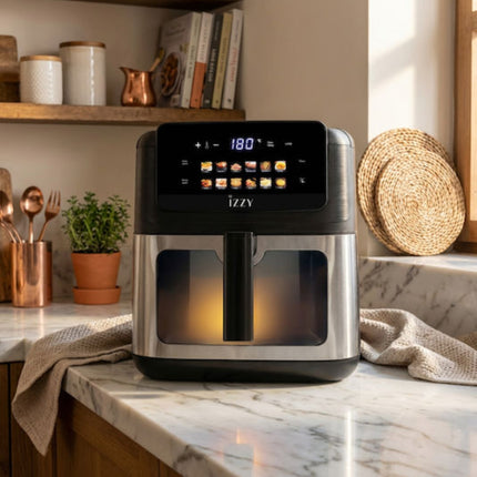 IZZY Ψηφιακή Φριτέζα Αέρος XL 9.2L 2200W με Διπλή Αντίσταση, 12 Προγράμματα & Παράθυρο Food Control IZ-8272 Inox/Μαύρο