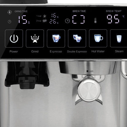 IZZY Ημιαυτόματη Μηχανή Espresso Home Barista 20 Bar με Μύλο Καφέ,  20 Ρυθμίσεις Άλεσης και Αφαιρούμενο Δοχείο Νερού 2L IZ-6026
