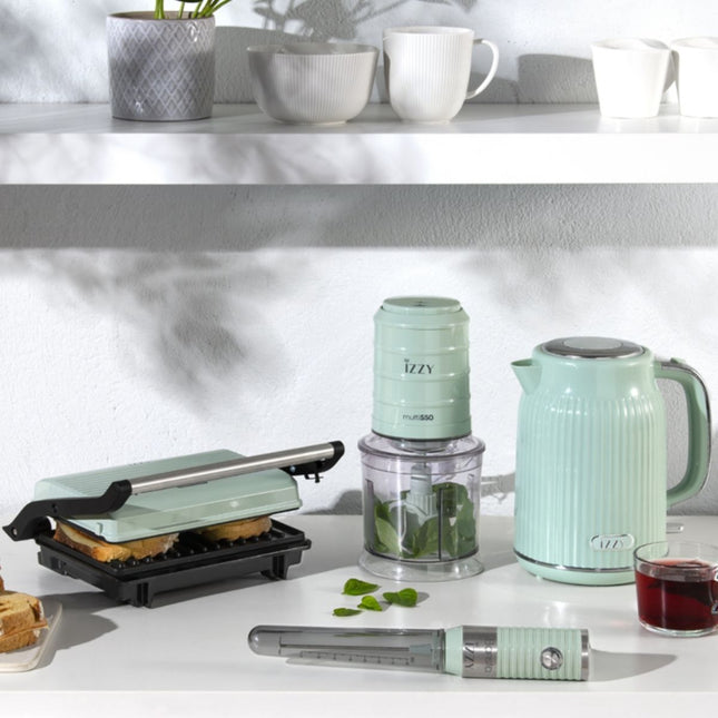 IZZY Vintage Πολυκόφτης 550W με XL Μπολ 700ml, 4 Ανοξοίδωτα Μαχαίρια & 2 Ταχύτητες Πράσινο