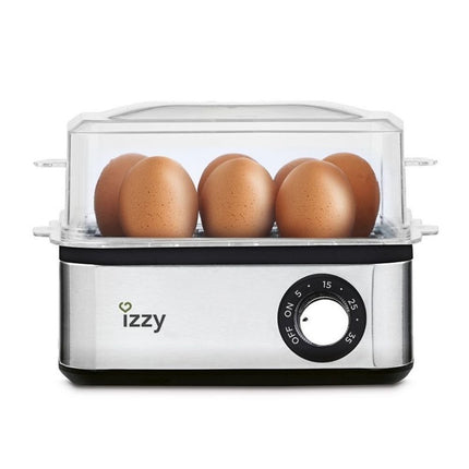 IZZY Βραστήρας Αυγών 8 Θέσεων 600W Μαλακό, Μεσαίο, Σκληρό Βράσιμο με Αυτόματη Λειτουργία Ασημί