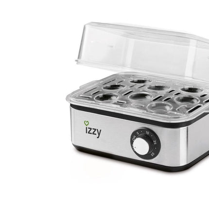 IZZY Βραστήρας Αυγών 8 Θέσεων 600W Μαλακό, Μεσαίο, Σκληρό Βράσιμο με Αυτόματη Λειτουργία Ασημί