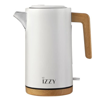 IZZY Wooden Βραστήρας 1.7L 2200W Λευκός με Ξύλινη Λαβή Λευκό