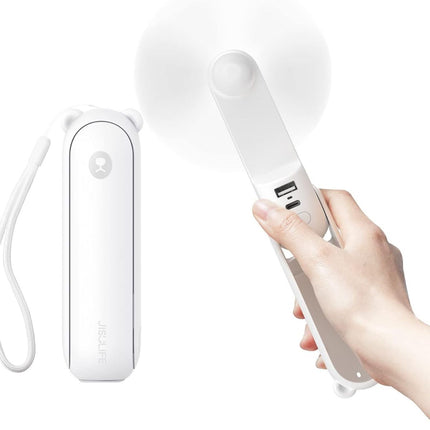 Jisulife F8X Plus Φορητός Προσωπικός Ανεμιστήρας με Λουράκι, Φακό & Powerbank 4800mAh Λευκό