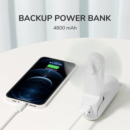 Jisulife F8X Plus Φορητός Προσωπικός Ανεμιστήρας με Λουράκι, Φακό & Powerbank 4800mAh Λευκό