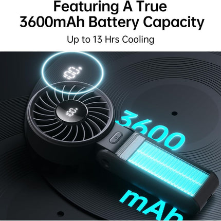 Jisulife Life 7 Φορητός Αναδιπλούμενος Ανεμιστήρας με LED Οθόνη, 5 Ταχύτητες & Μπαταρία 3600mAh Μαύρο