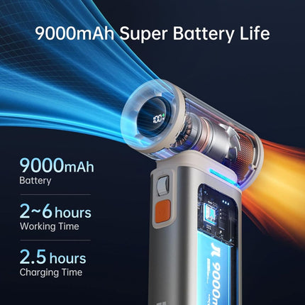Jisulife Ultra 1 FA55 Φορητός Ανεμιστήρας Χειρός έως 75000 RPM με Αλουμινένιο Σώμα, Οθόνη LED & Μπαταρία 9000mAh Μαύρο