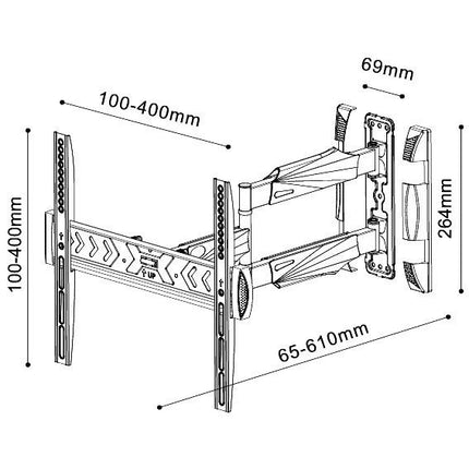 GBC TV Wall Mount Two Arms 40×40 40kg 61cm ELB-2642/EXTRA