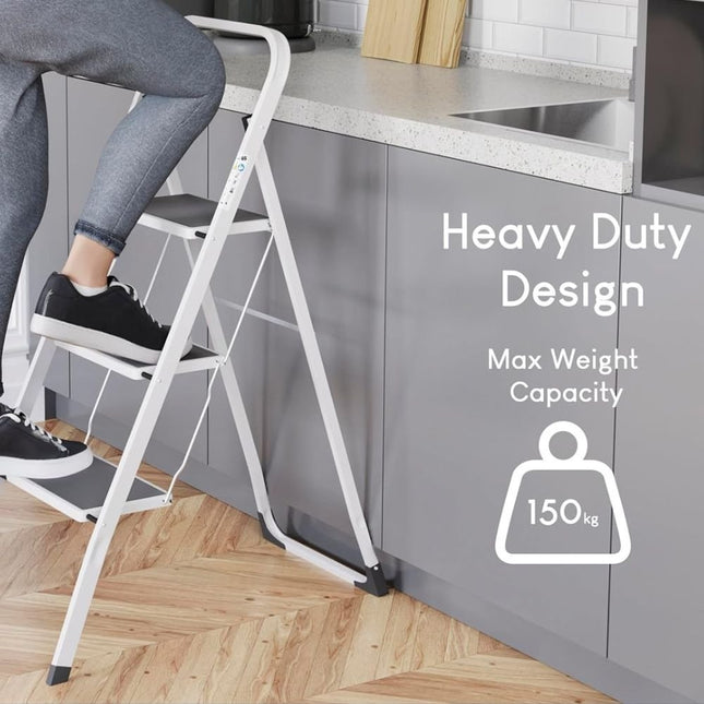 KAOKEY Σκάλα Βαρέως Τύπου 3 Σκαλιών έως 150kg Μαύρο/Ασημί