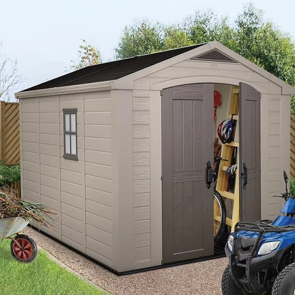 Keter Πλαστική Αποθήκη Κήπου 8X11FT με Μεγάλη Χωρητικότητα & Εφέ Ξύλου