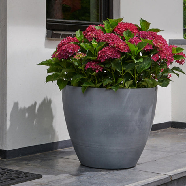 KETER Beton Round XL Στρογγυλή Γλάστρα 53x50cm με Εφέ Φυσικού Σκυροδέματος Ανοιχτό Γκρι