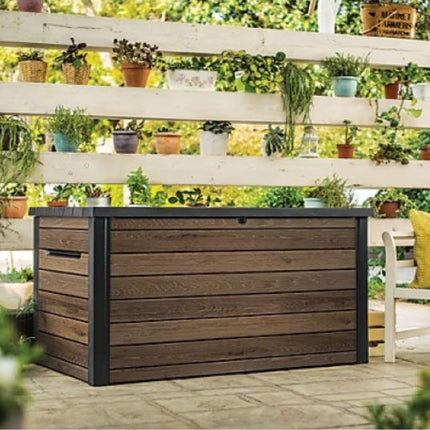 KETER Deco Deck 870L Καρυδί Γκρι Μπαούλο Αποθήκευσης Κήπου με Εφέ Ξύλου