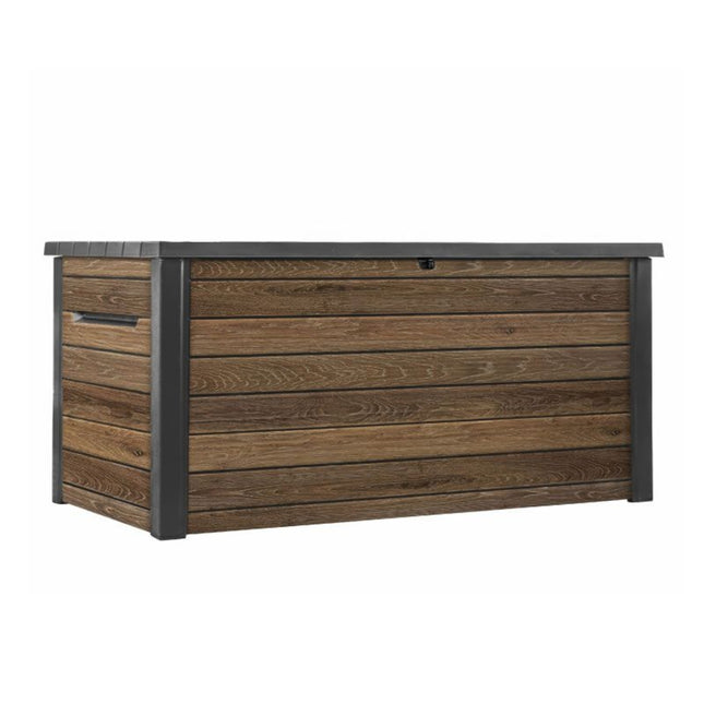 KETER Deco Deck 870L Καρυδί Γκρι Μπαούλο Αποθήκευσης Κήπου με Εφέ Ξύλου