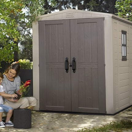 KETER Factor Αποθήκη Κήπου 6x6ft με Διπλές Πόρτες, Παράθυρο &amp; Δάπεδο 178 x 195,5 x 208 cm