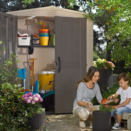 KETER Factor Αποθήκη Κήπου 6x6ft με Διπλές Πόρτες, Παράθυρο &amp; Δάπεδο 178 x 195,5 x 208 cm