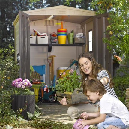 KETER Factor Αποθήκη Κήπου 6x6ft με Διπλές Πόρτες, Παράθυρο &amp; Δάπεδο 178 x 195,5 x 208 cm